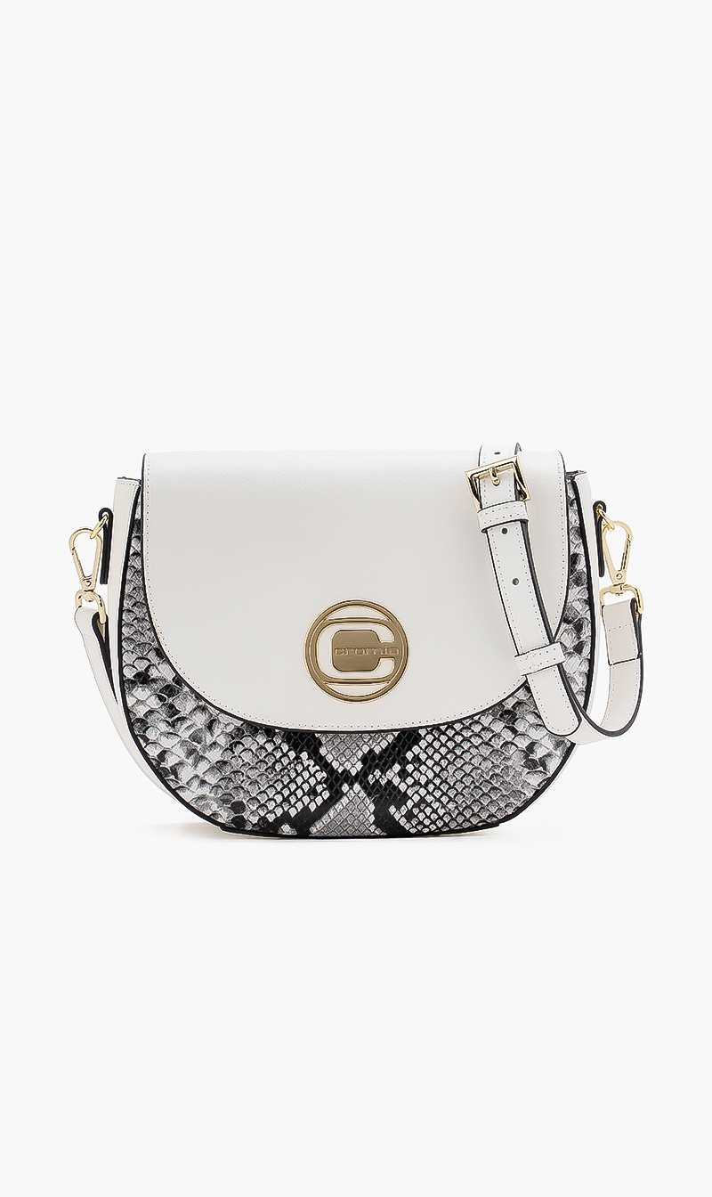 

Cromia Saran Snake Print Crossbody Bag