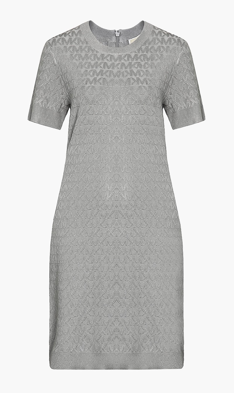 

Michael Kors Grey Metallic Knit Short Dress for Women | The Deal Outlet