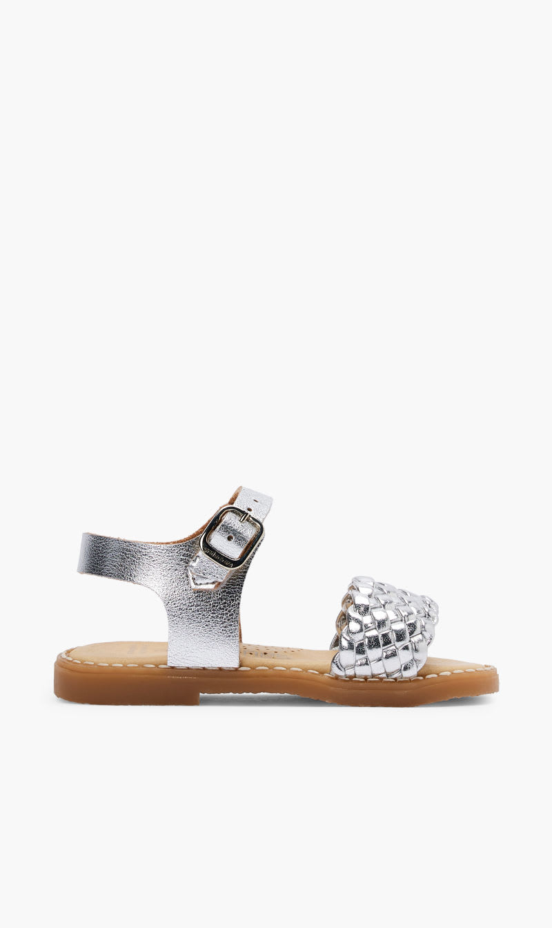 

Andanines Silver Gold Woven Open Toe Sandals for Girls | The Deal Outlet