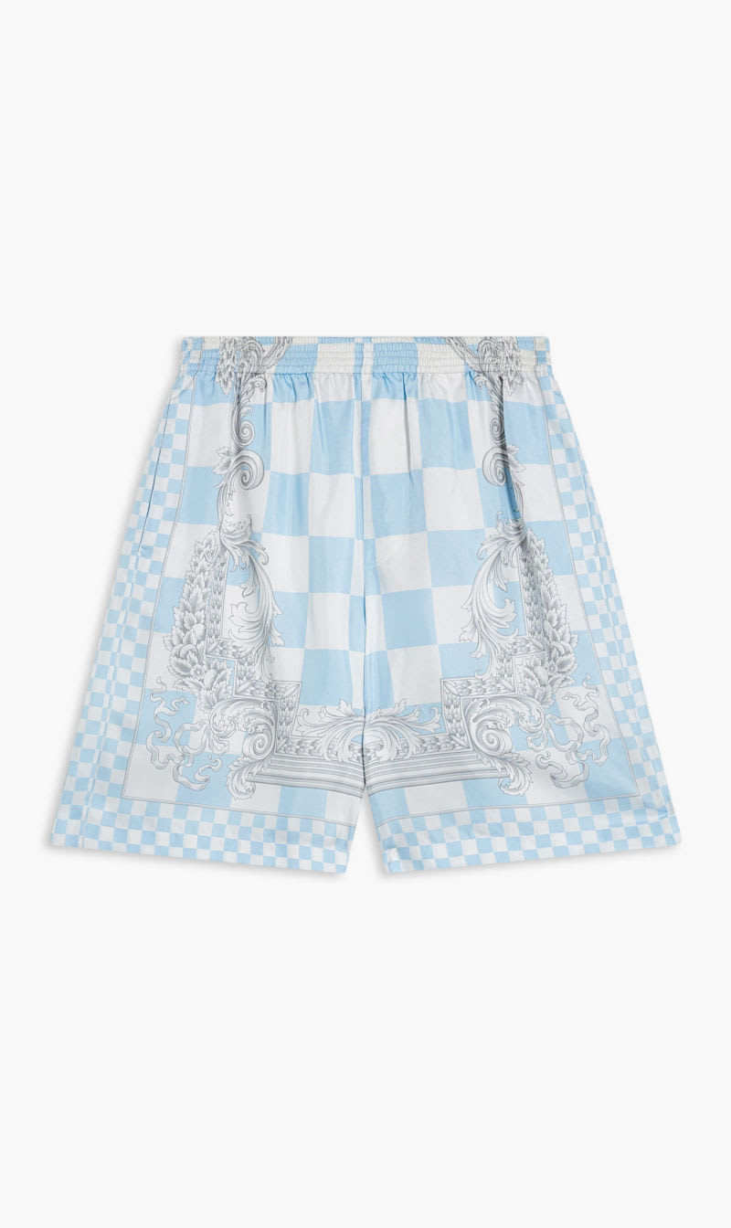 

Versace Blue Shorts Contrasto Medusa Print Silk Twill for Men | The Deal Outlet