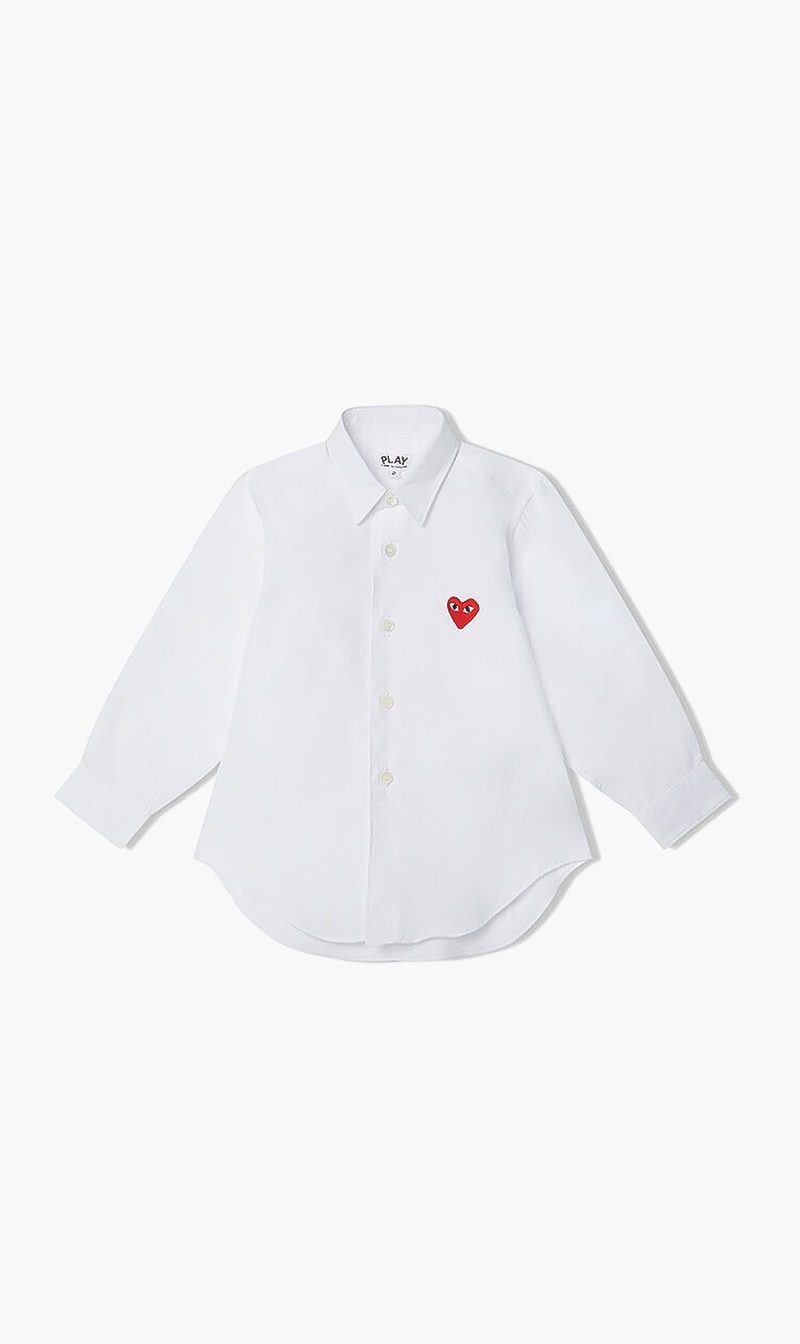 

Heart-detail Button-up Shirt, White