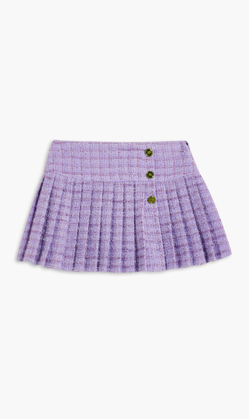 

Versace Purple Jg Skirt Mini Tweed Pleated With Button Ao Check Purple for Girls | The Deal Outlet