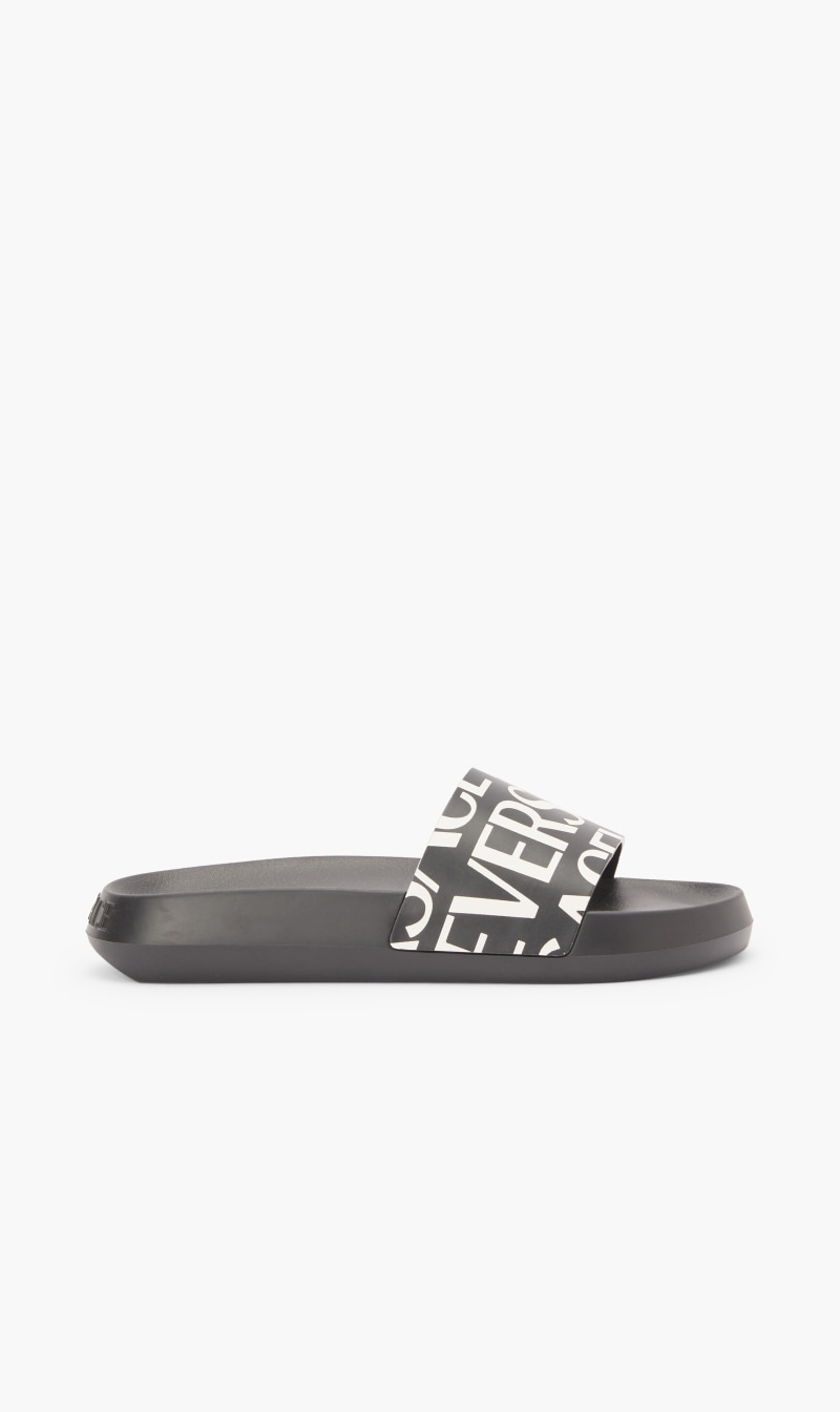 

Versace pool slides ao print versace wording | the deal outlet, Black