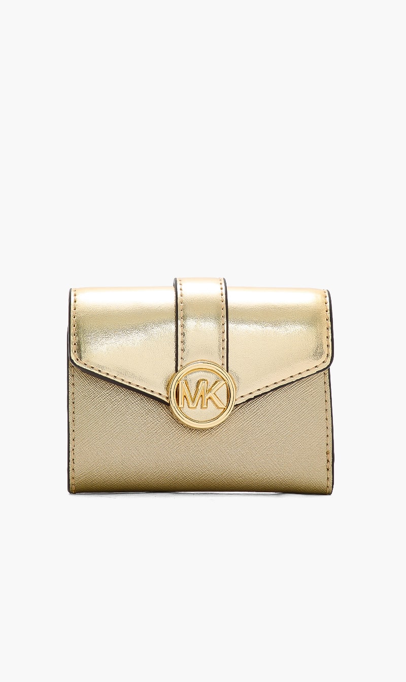 

Michael Kors Gold Carmen Mid Billfold Wallet for Women | The Deal Outlet