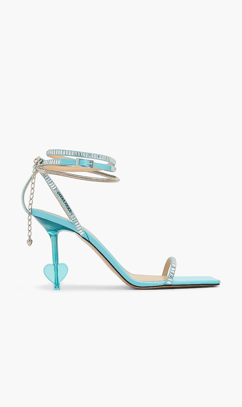 

Mach And Mach Blue Satin Sandal Heels for Women | The Deal Outlet