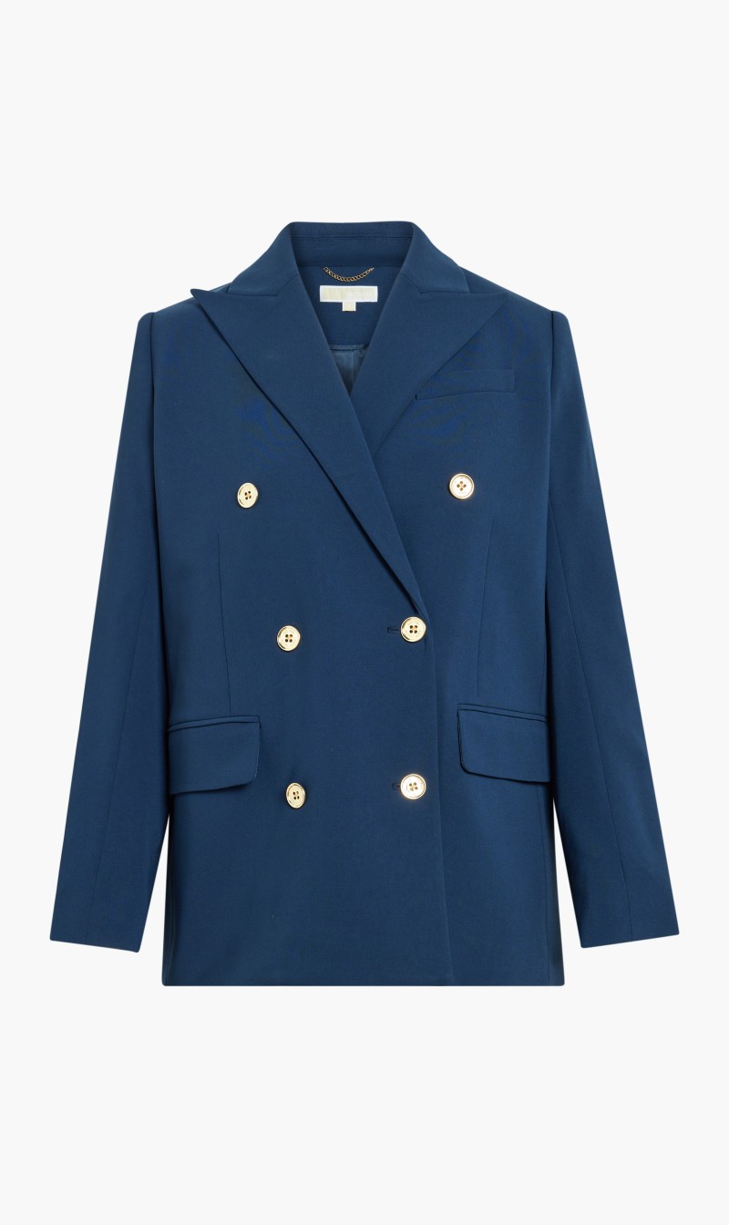 

Michael Kors Blue Crepe Double Breasted Blazer for Women | The Deal Outlet