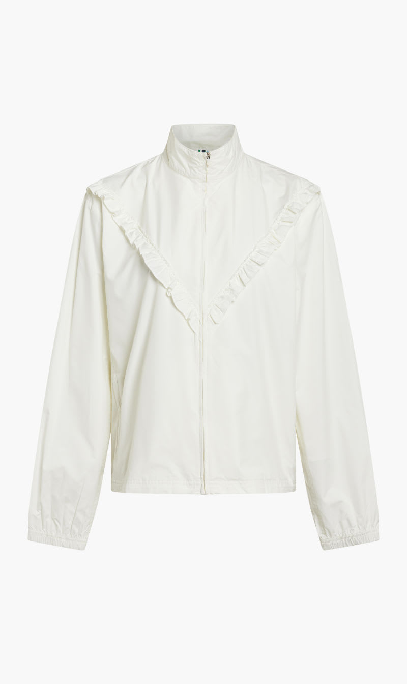 

Tory Burch White Tory Sport Ruffle Windbreaker for Women | The Deal Outlet