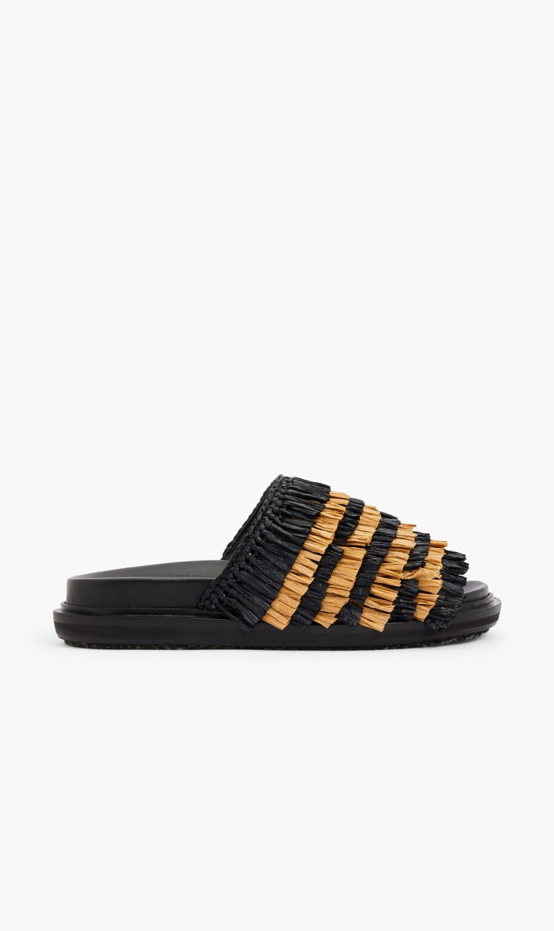 

Marni Black Fussbett Fringed Sandals for Women | The Deal Outlet