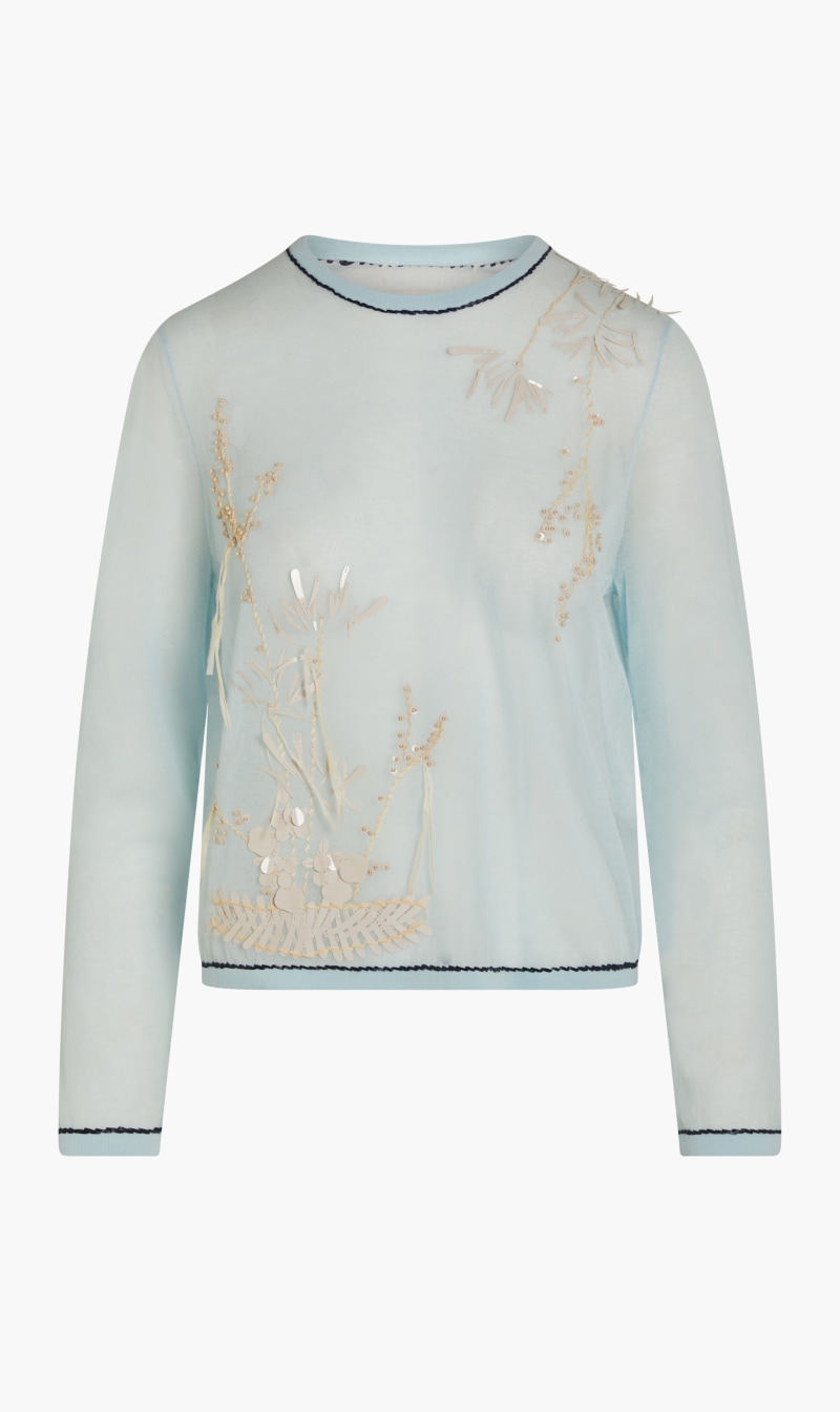 

Tory Burch Blue Embellished Crewneck for Women | The Deal Outlet