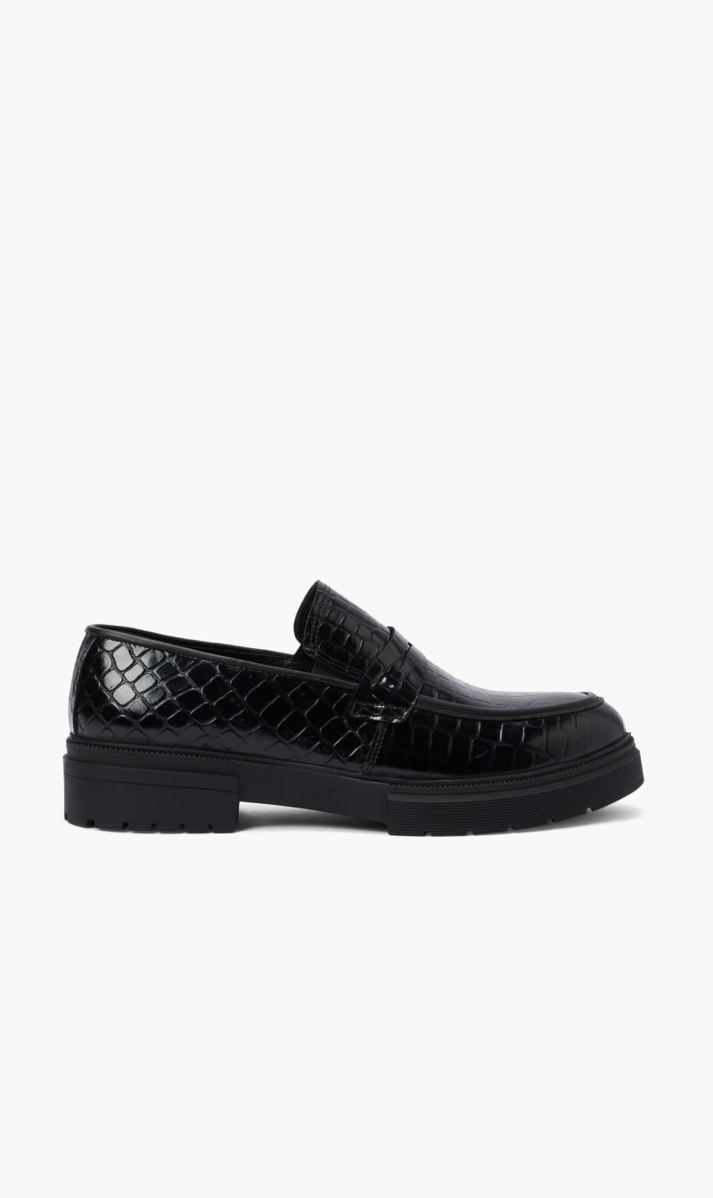 

Christian Vieri Black Embossed Leather Loafers for Men | The Deal Outlet