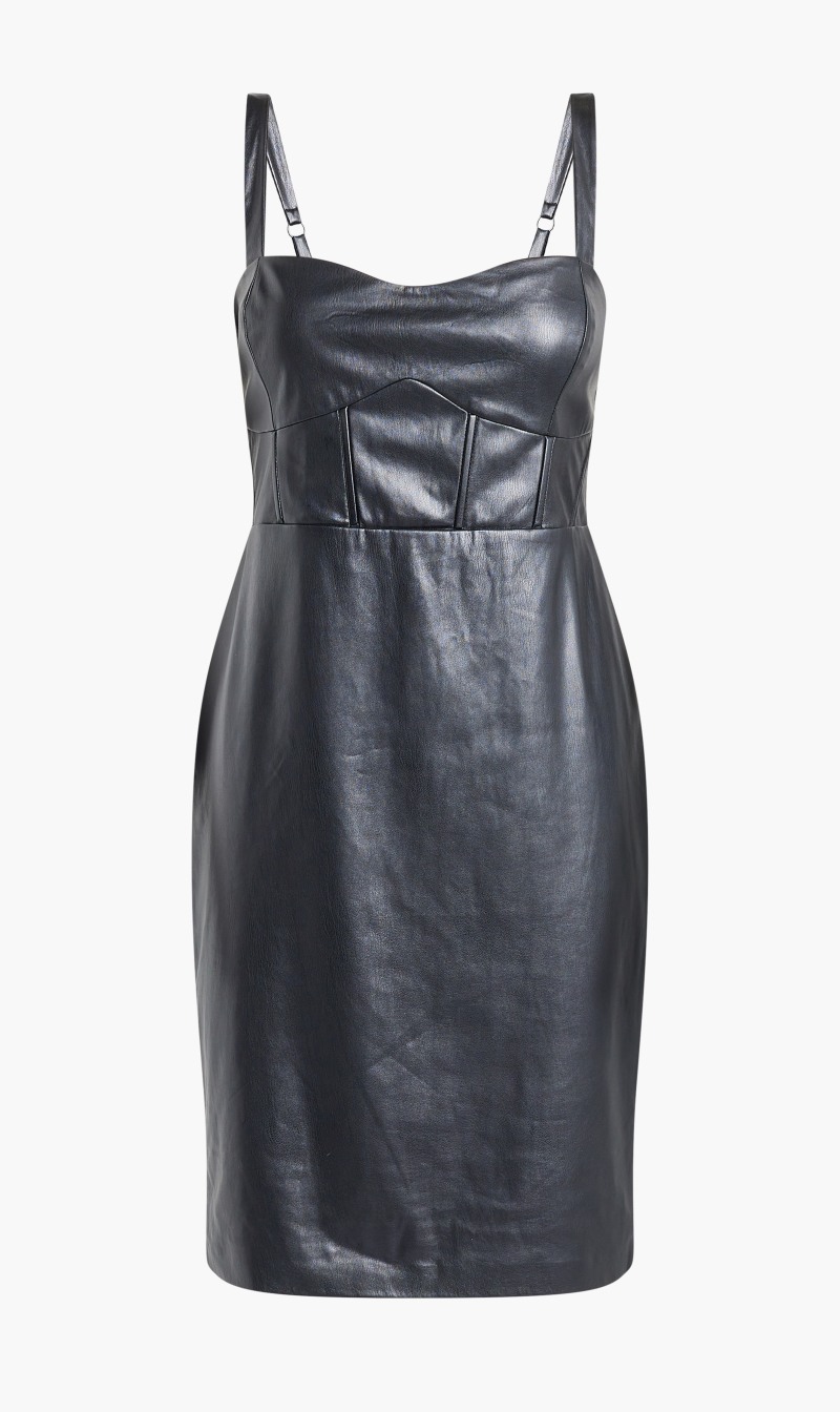 

Guess Black Reid Faux Leather Dress for Women | The Deal Outlet