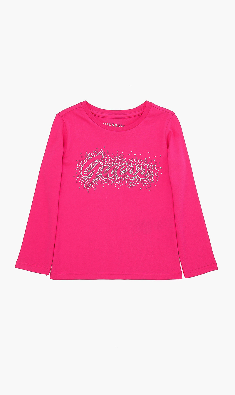 

Guess Pink Logo Long Sleeve Tshirt for Girls | The Deal Outlet