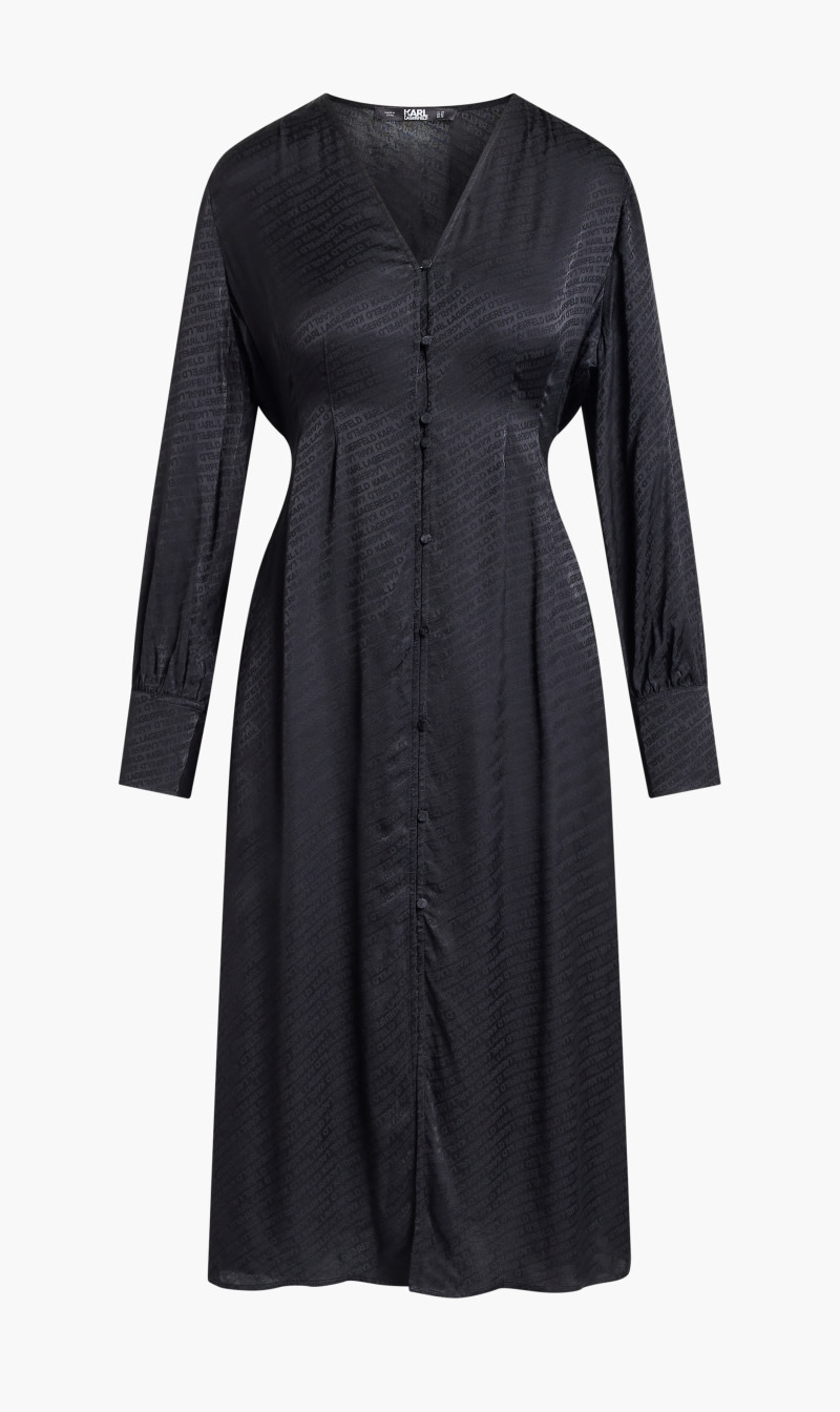 

Karl Lagerfeld Black Logo Jacquard Shirtdress for Women | The Deal Outlet