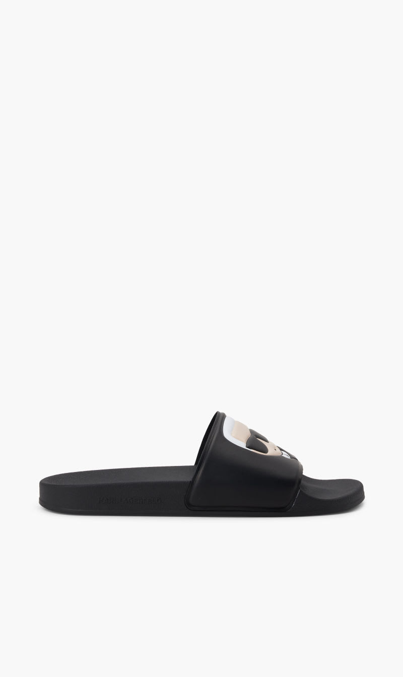 

Karl Lagerfeld Black Kondo Karl Ikonic Slide for Men | The Deal Outlet