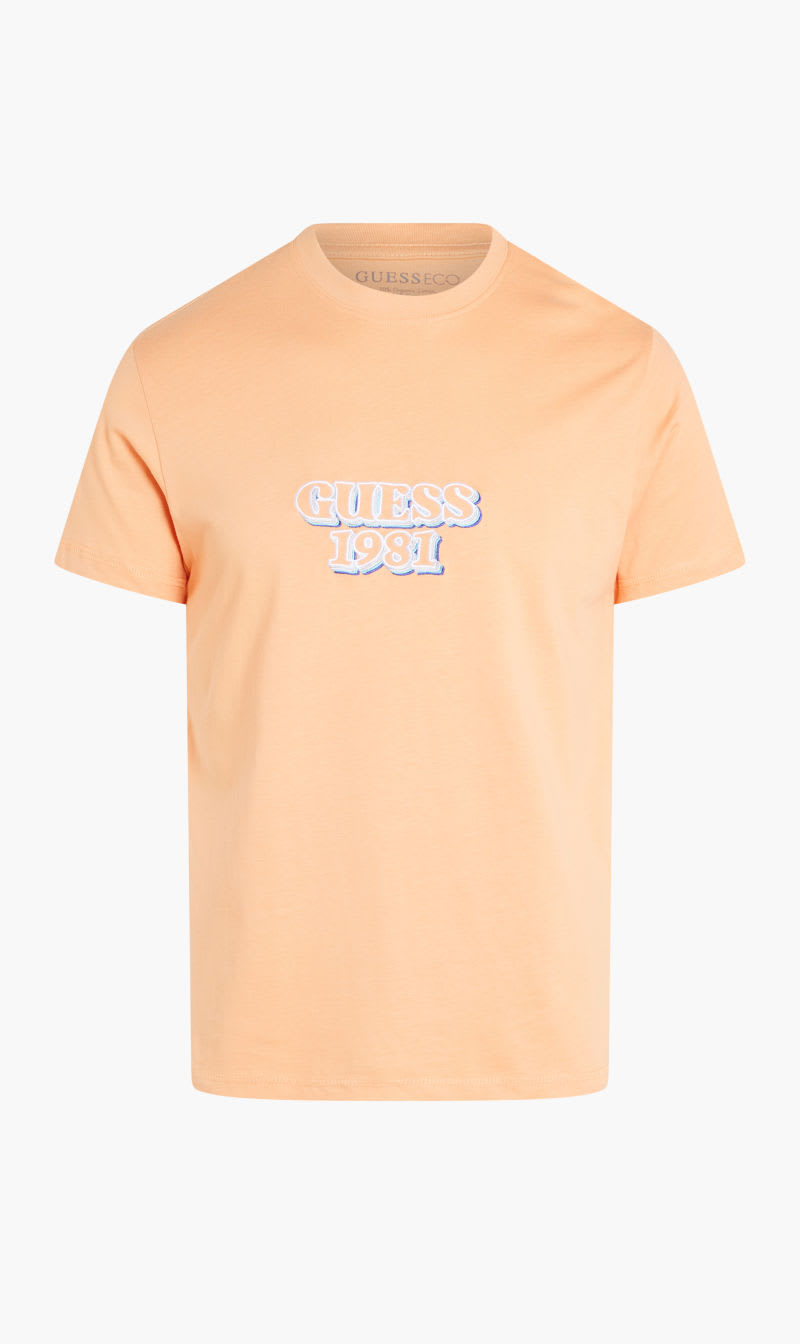 

Guess Orange Ss Cn Guess Embro Box Logo Tee for Men | The Deal Outlet