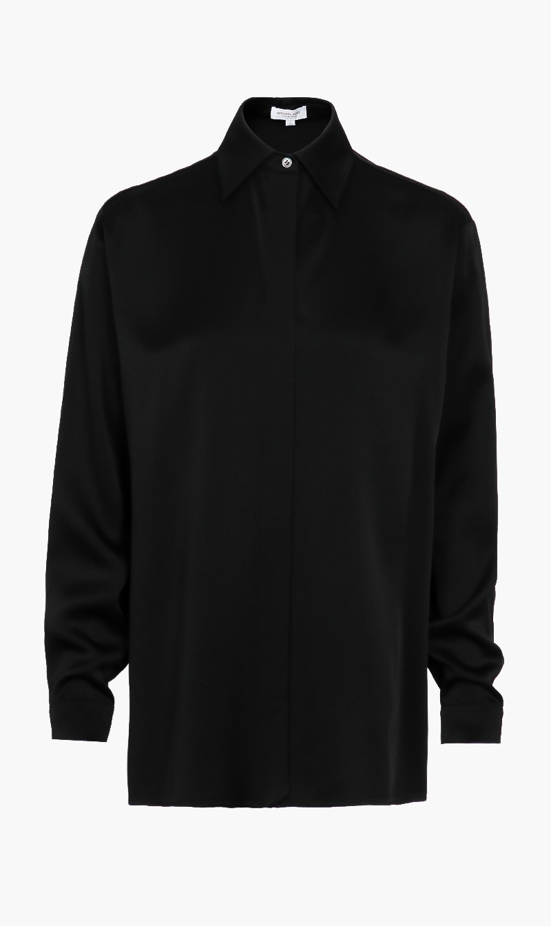 

Michael Kors Black Techno Charm Boyfriend Shirt for Women | The Deal Outlet