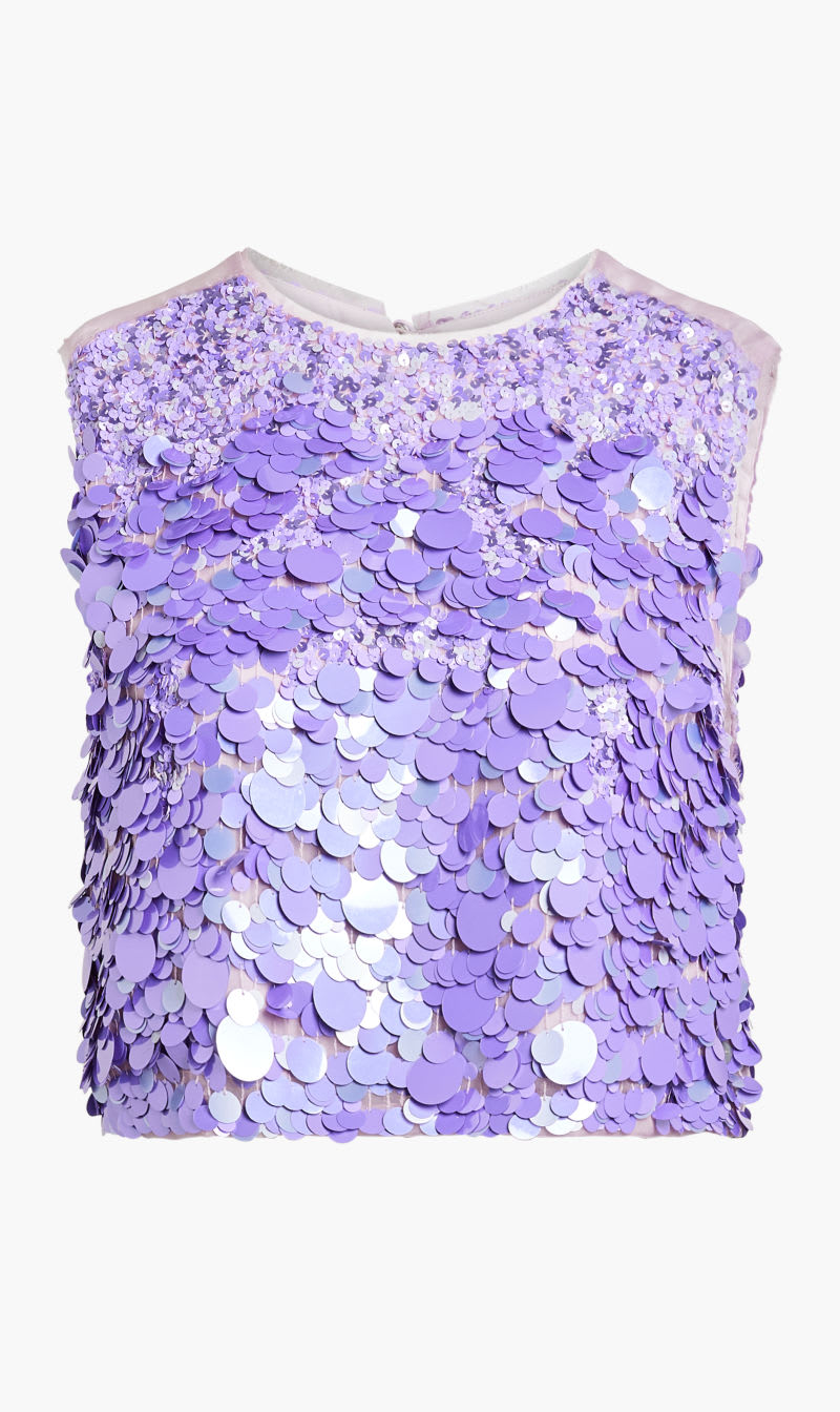 

Aje Purple Celeste Sequin Shell Top for Women | The Deal Outlet