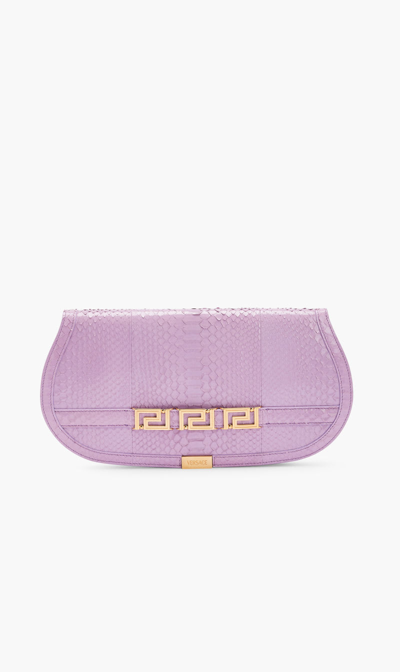 

Versace Purple Bag Greca Goddess Large Clutch Python for Women | The Deal Outlet