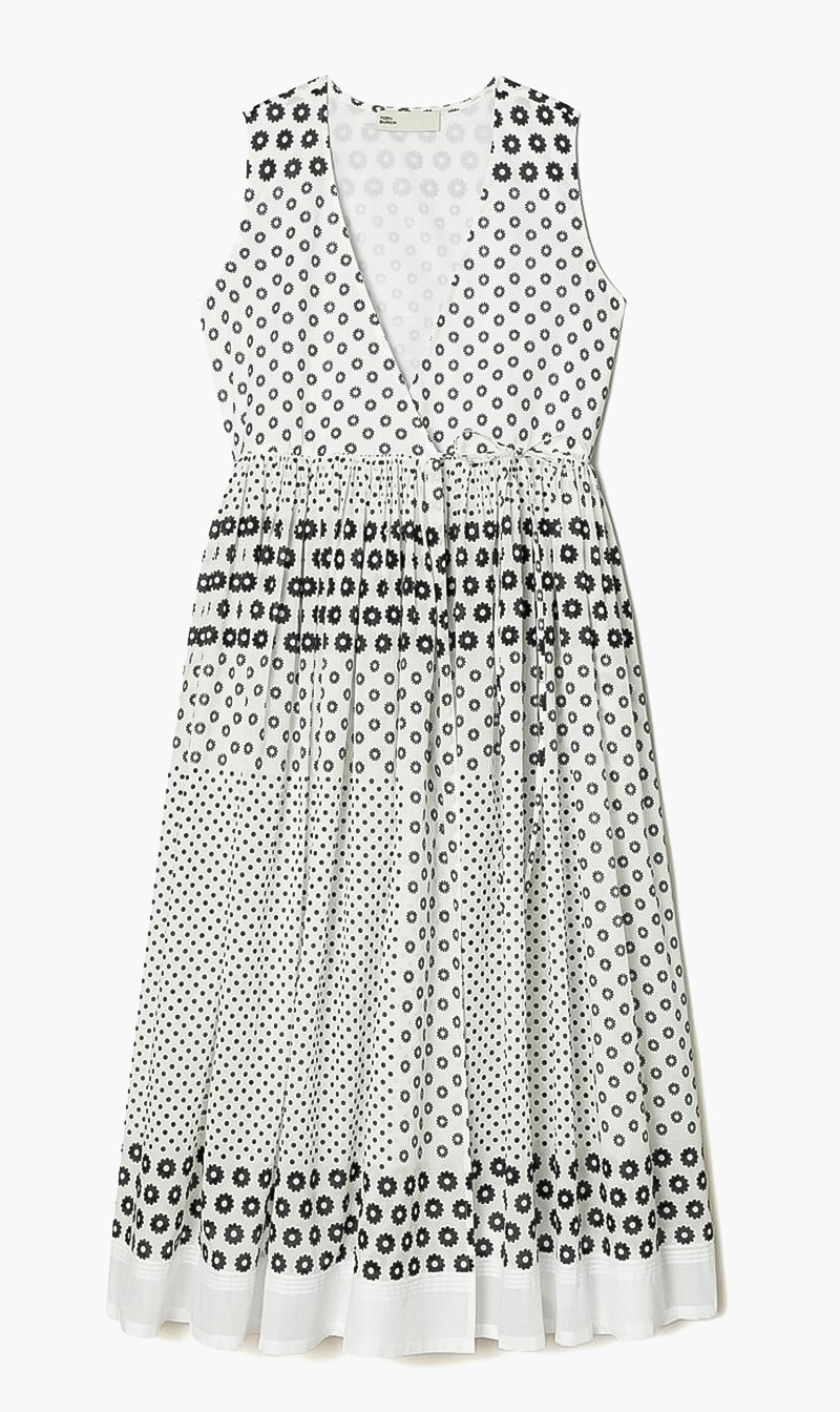 

Tory Burch White Printed Cotton Wrap Dress for Women | The Deal Outlet