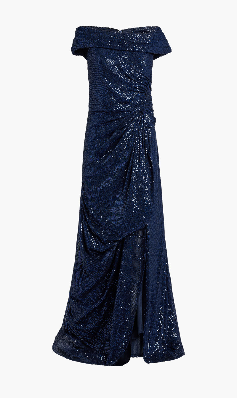 

Mac Duggal Blue Sequined Drop Shoulder Gown for Women | The Deal Outlet