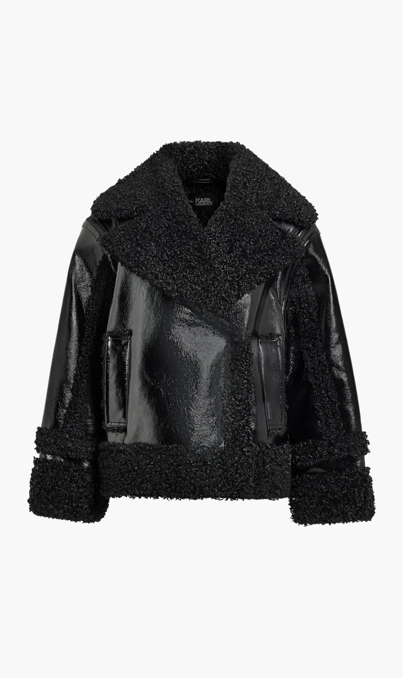 

Karl Lagerfeld Black Faux Shearling Jacket for Women | The Deal Outlet