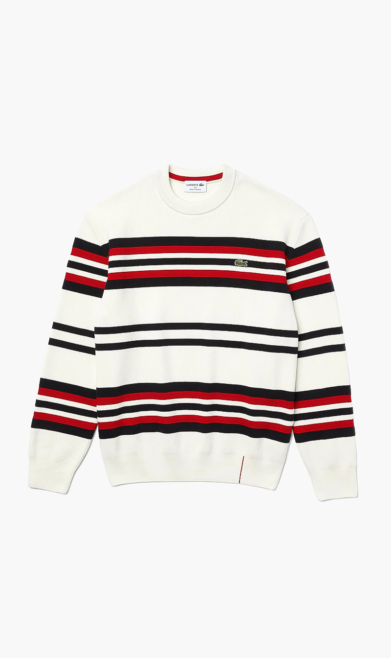 

Lacoste stripes logo sweater | the deal outlet, White