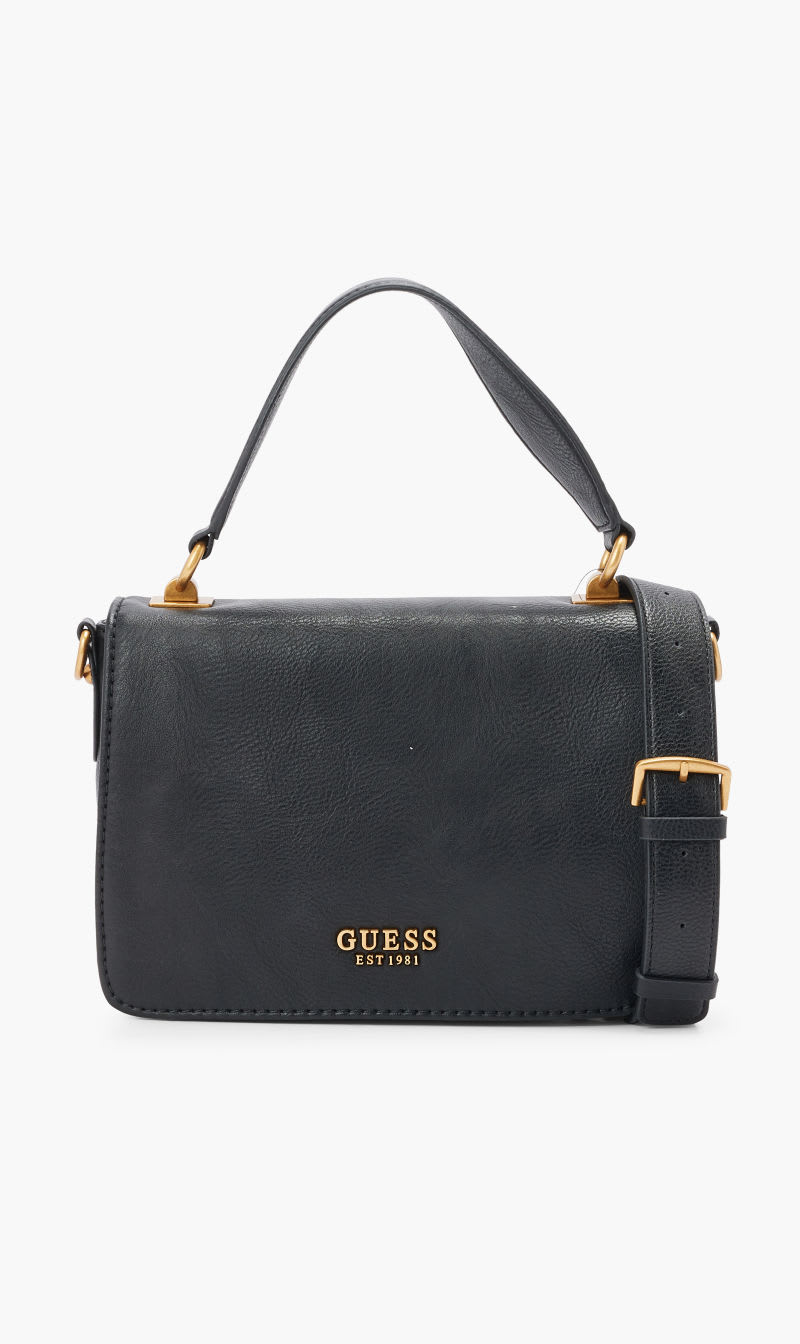 

Guess Black Arja Top Handle Flap for Women | The Deal Outlet