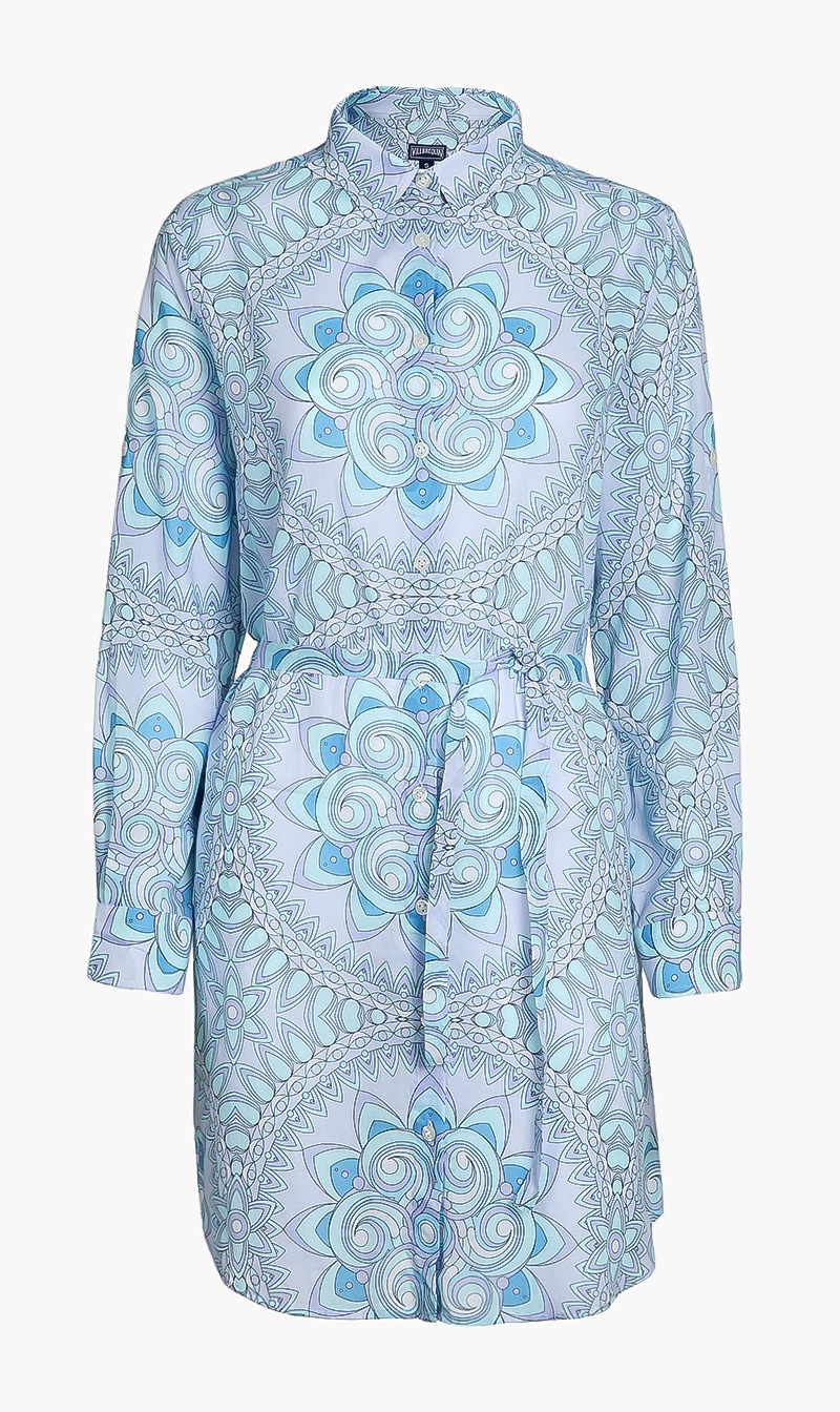 

All Over Printed Shirt Dress, Blue