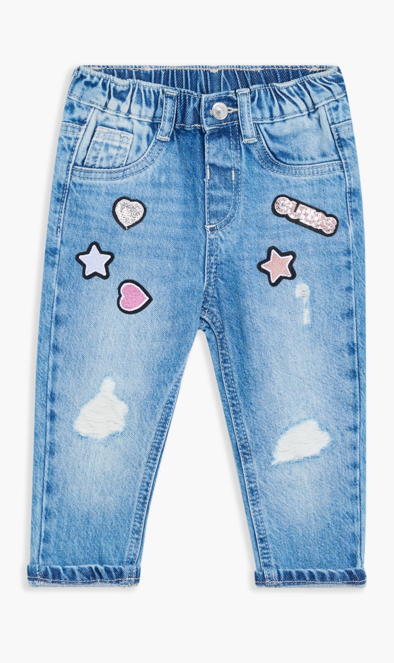 

Guess Blue Denim Mom High Rise Pants for Girls | The Deal Outlet