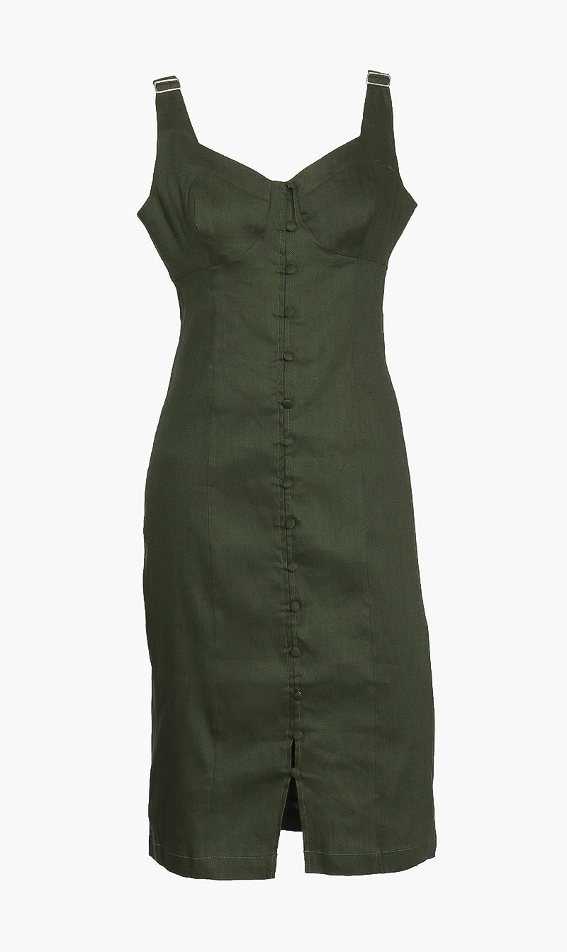 

Rich Linen Eva Dress, Green