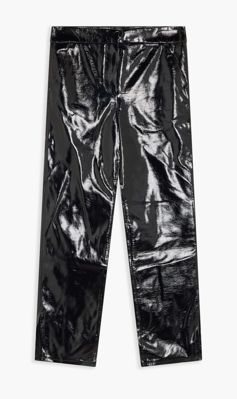 

Karl Lagerfeld Black Faux Patent Leather Pants for Women | The Deal Outlet