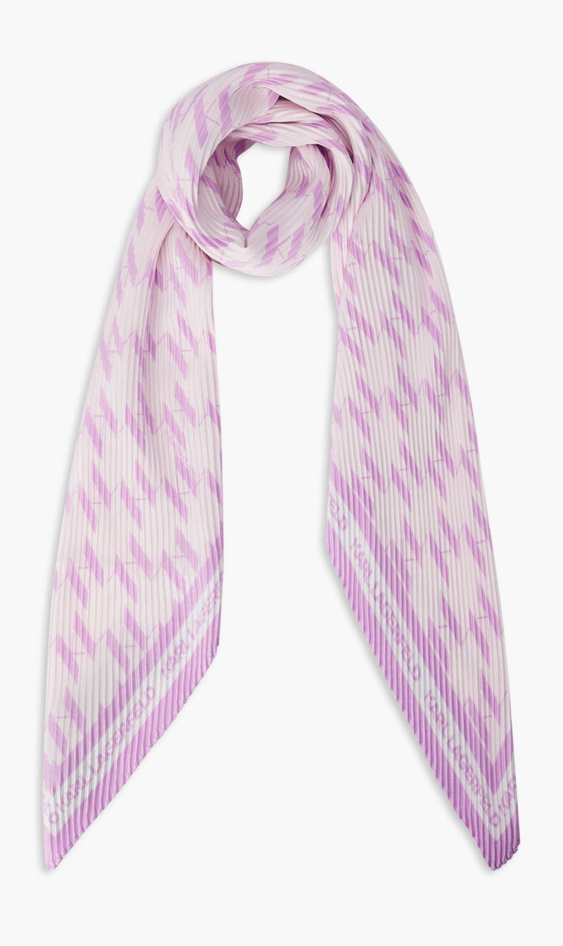 

Karl Lagerfeld Pink Kmonogram Pleated Scarf for Women | The Deal Outlet