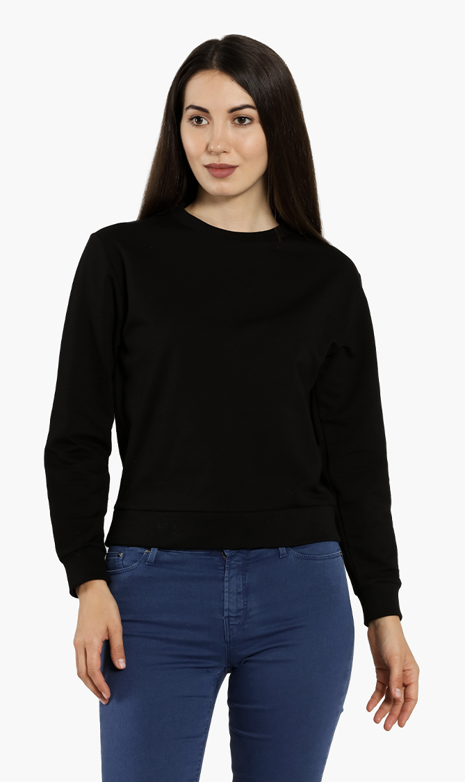 

Cotton Crew-neck Sweatshirt, Black