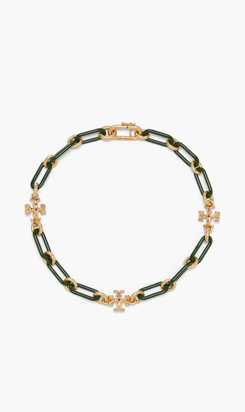 

Tory Burch Green Roxanne Chain Short Necklace for Women | The Deal Outlet