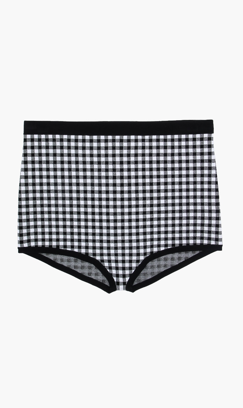 

Gingham Stretch Viscose Briefs, Black