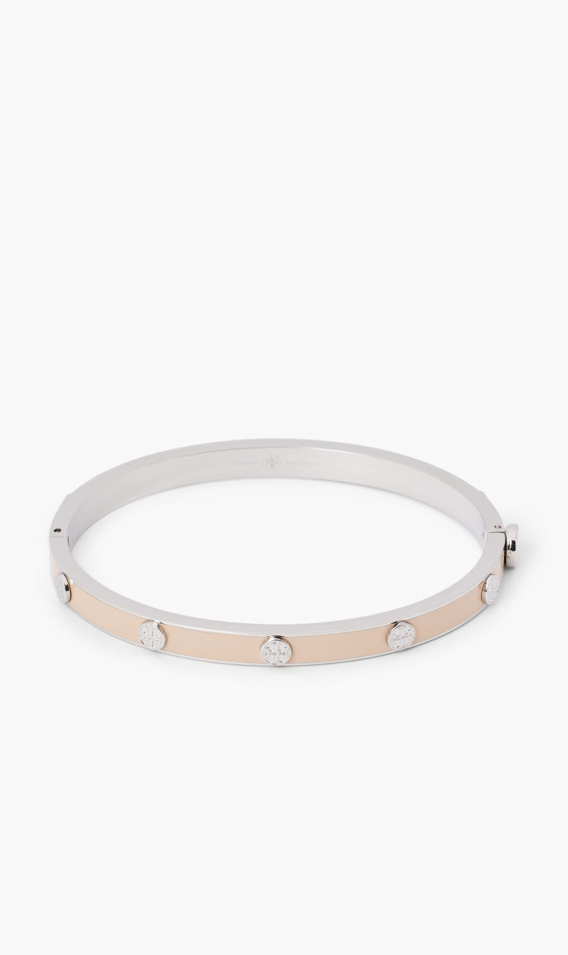 

Tory Burch Silver Miller Stud Enamel 5mm Hinge Bracelet for Women | The Deal Outlet