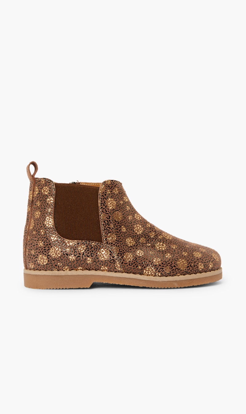 

Printed Leather Chelsea Boots, Brown