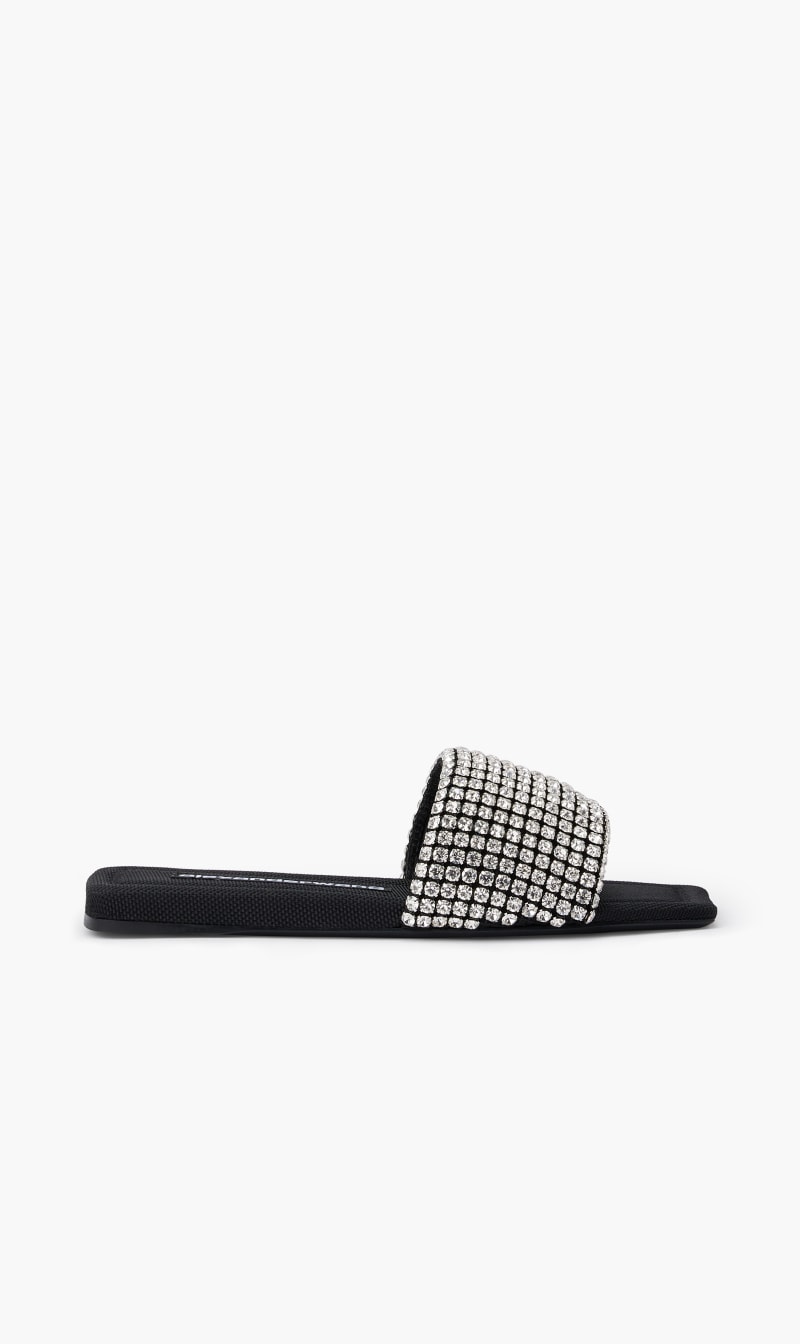 

Anya Crystal Flat Slide, Black