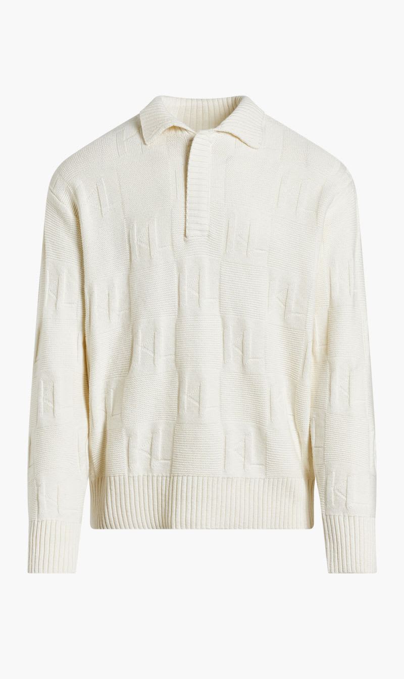 

Karl Lagerfeld Beige Lslv Kl Jacquard Knit Polo for Men | The Deal Outlet