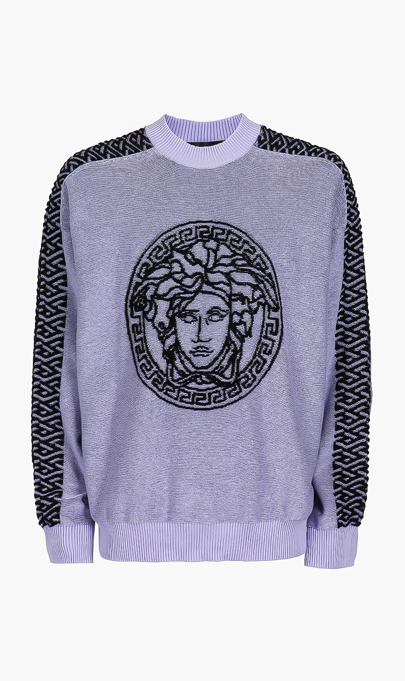 

La Greca Medusa Terry Sweater, Purple