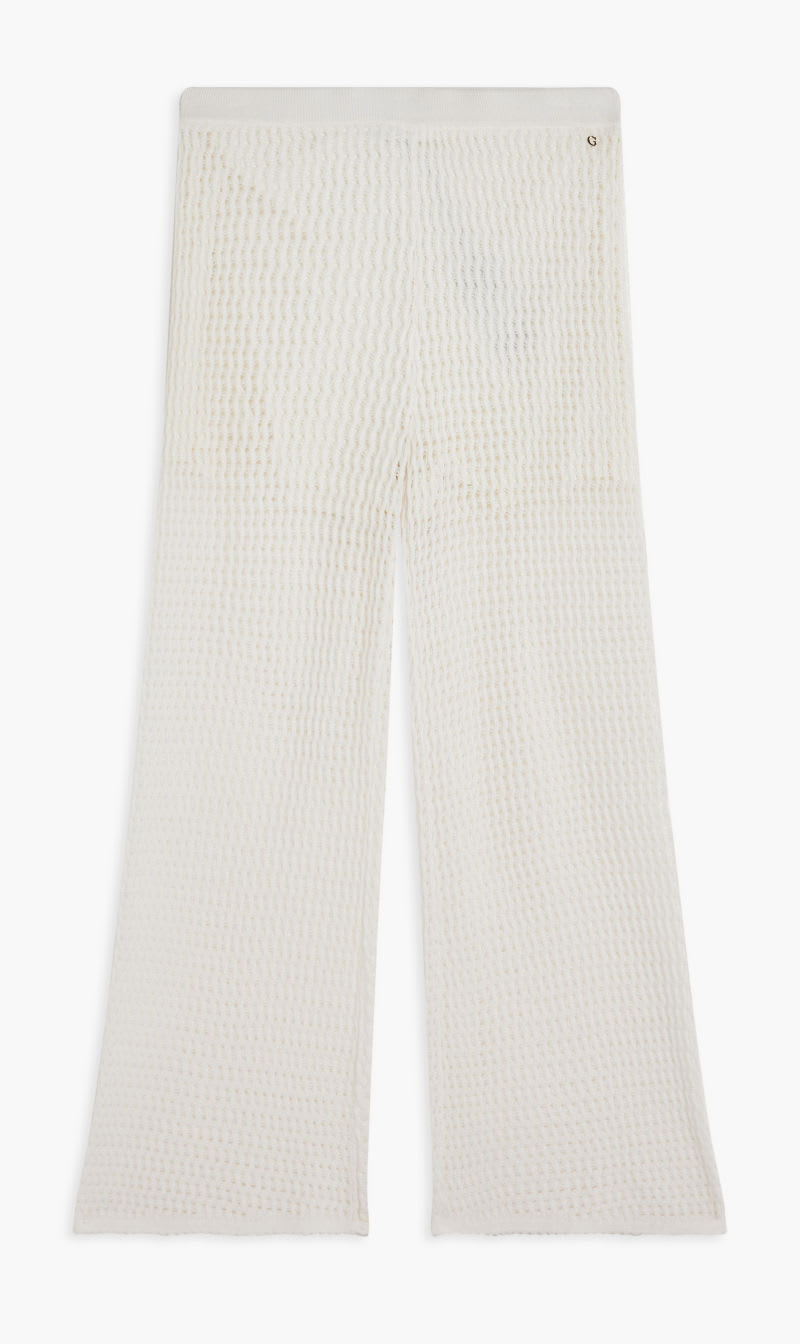 

Guess White Yasmina Wide Leg Swtr Pant for Women | The Deal Outlet