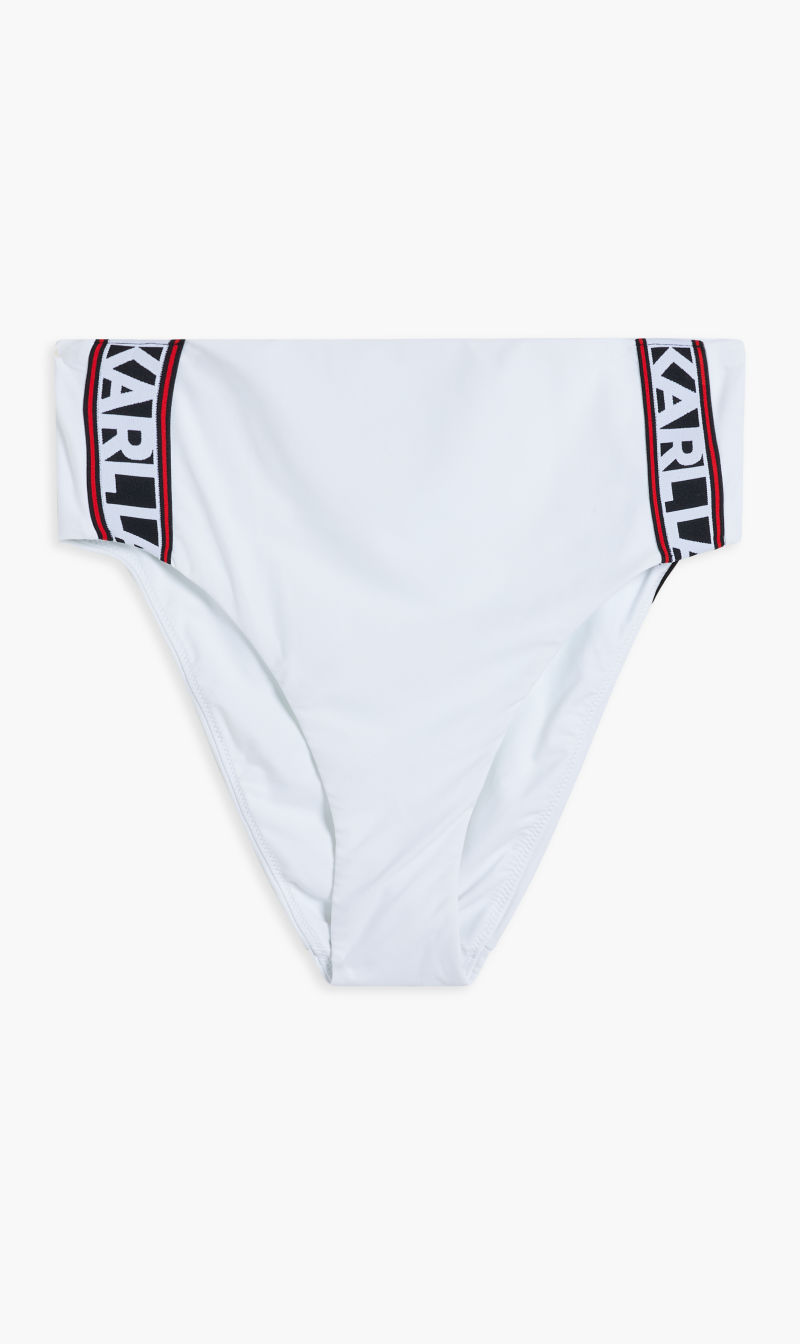 

Karl Lagerfeld White Elongated Logo High Bottoms for Women | The Deal Outlet