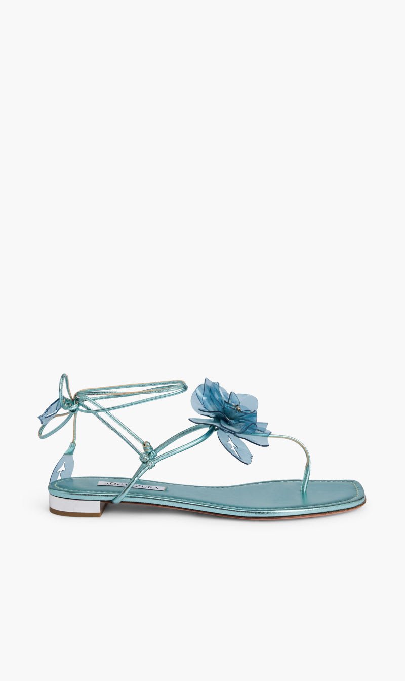 

Aquazzura Firenze Blue Zsa Zsa Sandal Flat for Women | The Deal Outlet