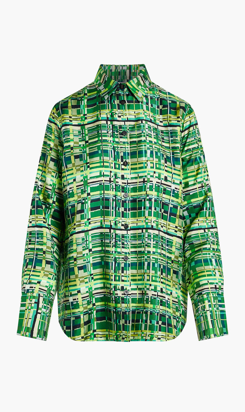 

Salvatore Ferragamo Green Abstract Print Twill Long Sleeves Shirt for Women | The Deal Outlet