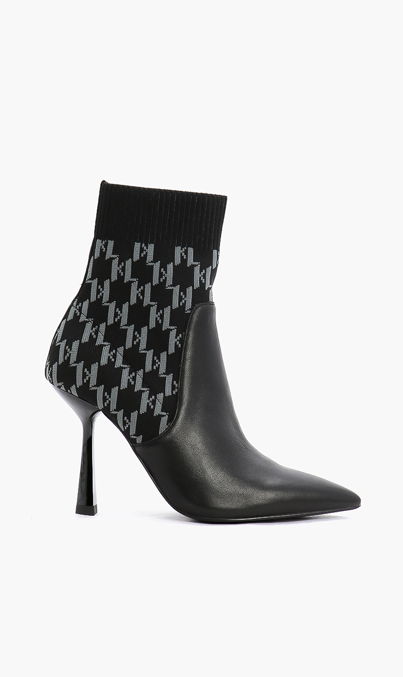 

Monogram Knit Ankle Boots, Black