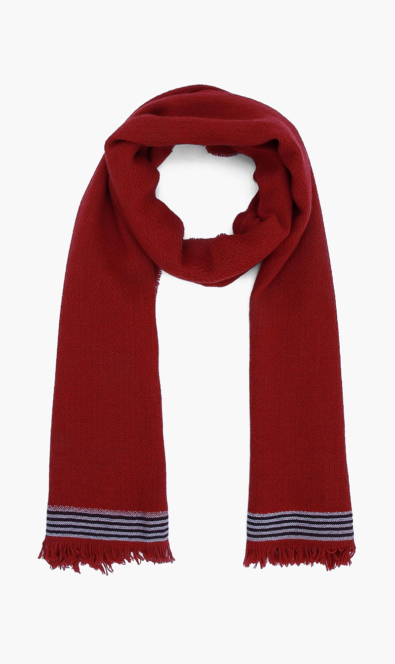 

Hackett London Red Plain Herringone Scarf for Men | The Deal Outlet