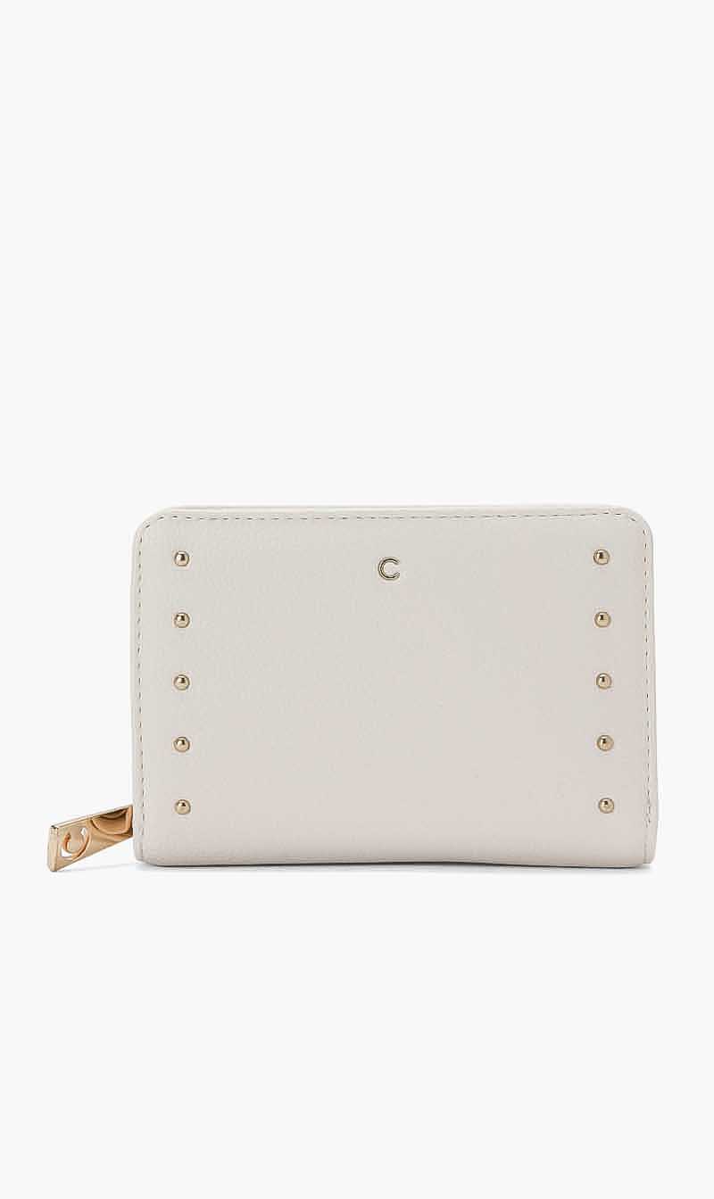 

White Zip Lock Wallet, Beige