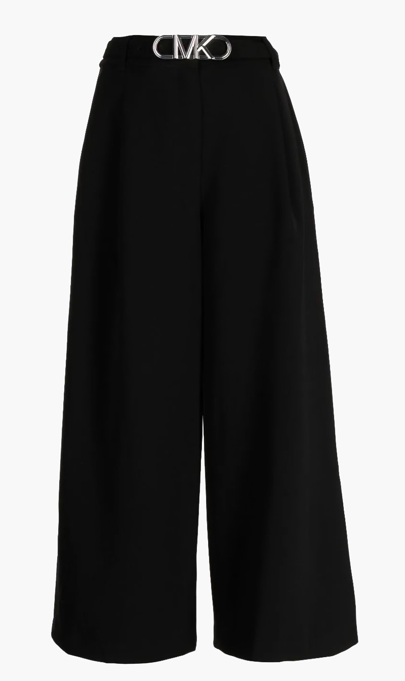 

Michael kors cropped stretch twill belted pants | the deal outlet, Black