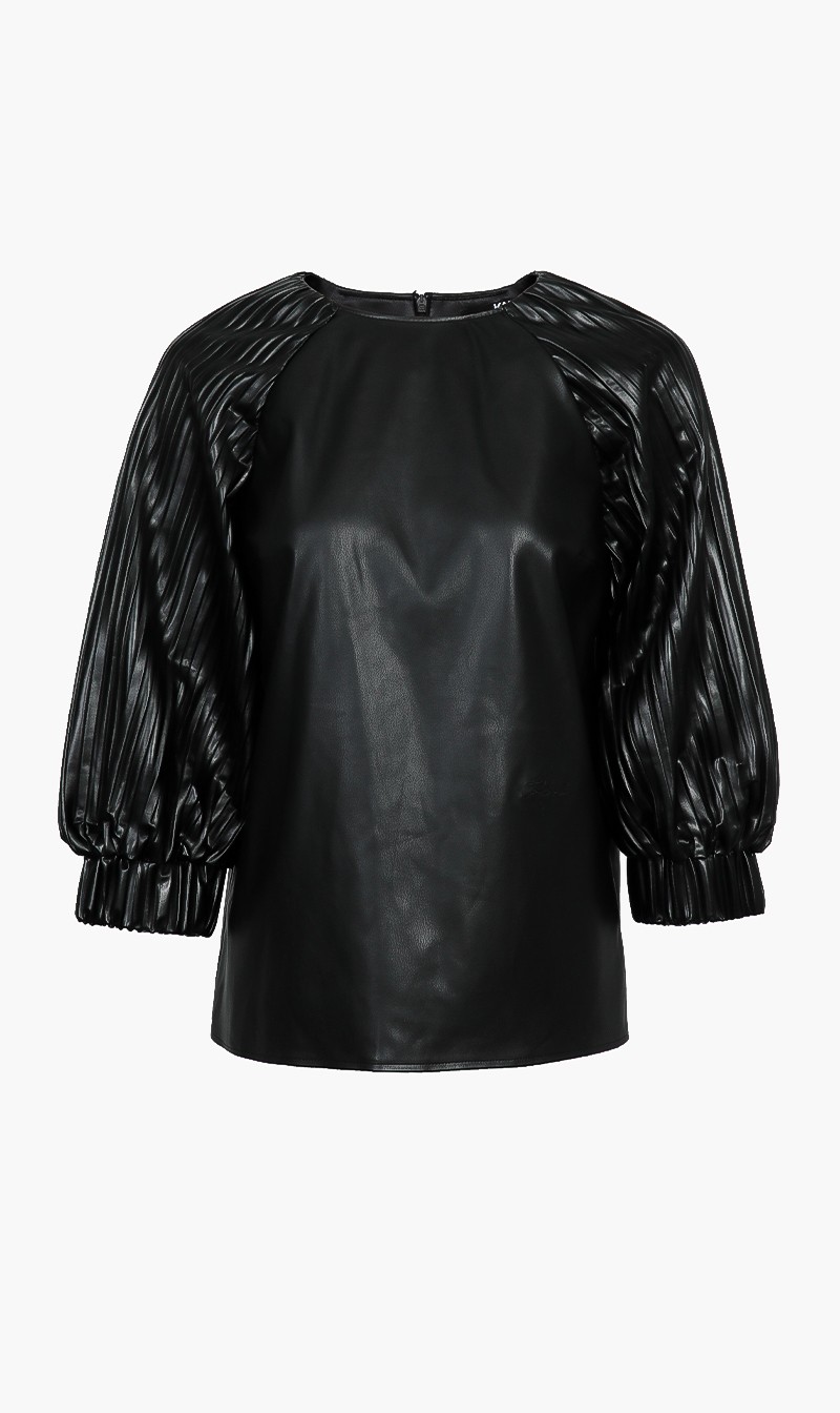 

Faux Leather Top, Black