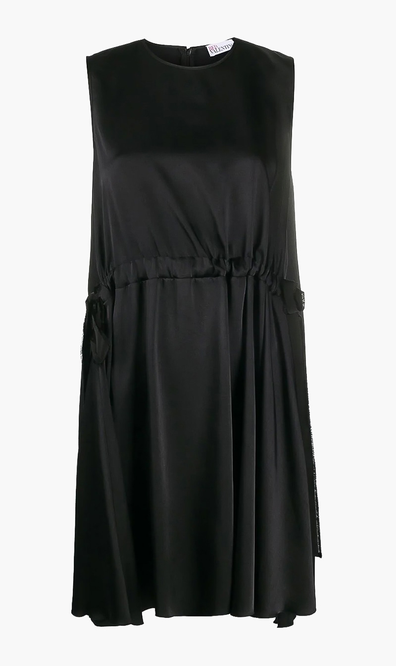 

Drawstring Waist Shift Dress, Black